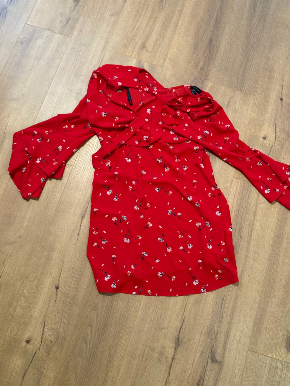 Red Floral Wrap Dress